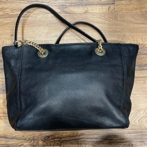 Coach Black Leather Turnlock Chain Tote - Picture 6 of 7